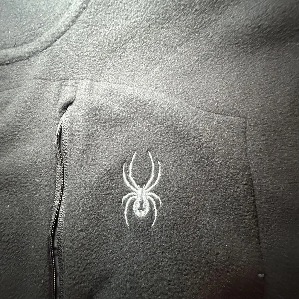 Spyder Black Fleece Quarter Snap Performance Pullover.‎ Mens Size MEDIUM